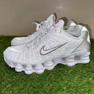 Nike Shox TL White/Metallic Silver Running Shoes Mens Size 8.5 AV3595-100 NEW